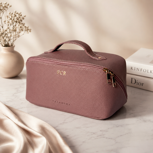 Beauty Pouch | Cosmetiquera amplia de piel